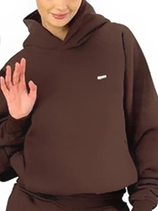 Einfacher, übergroßer Kapuzenpullover mit aufgesticktem Buchstabendruck