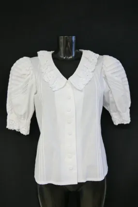 Gr.40 Trachtenbluse weiß Bluse für Dirndl Landhaus mit Spitze TB9632