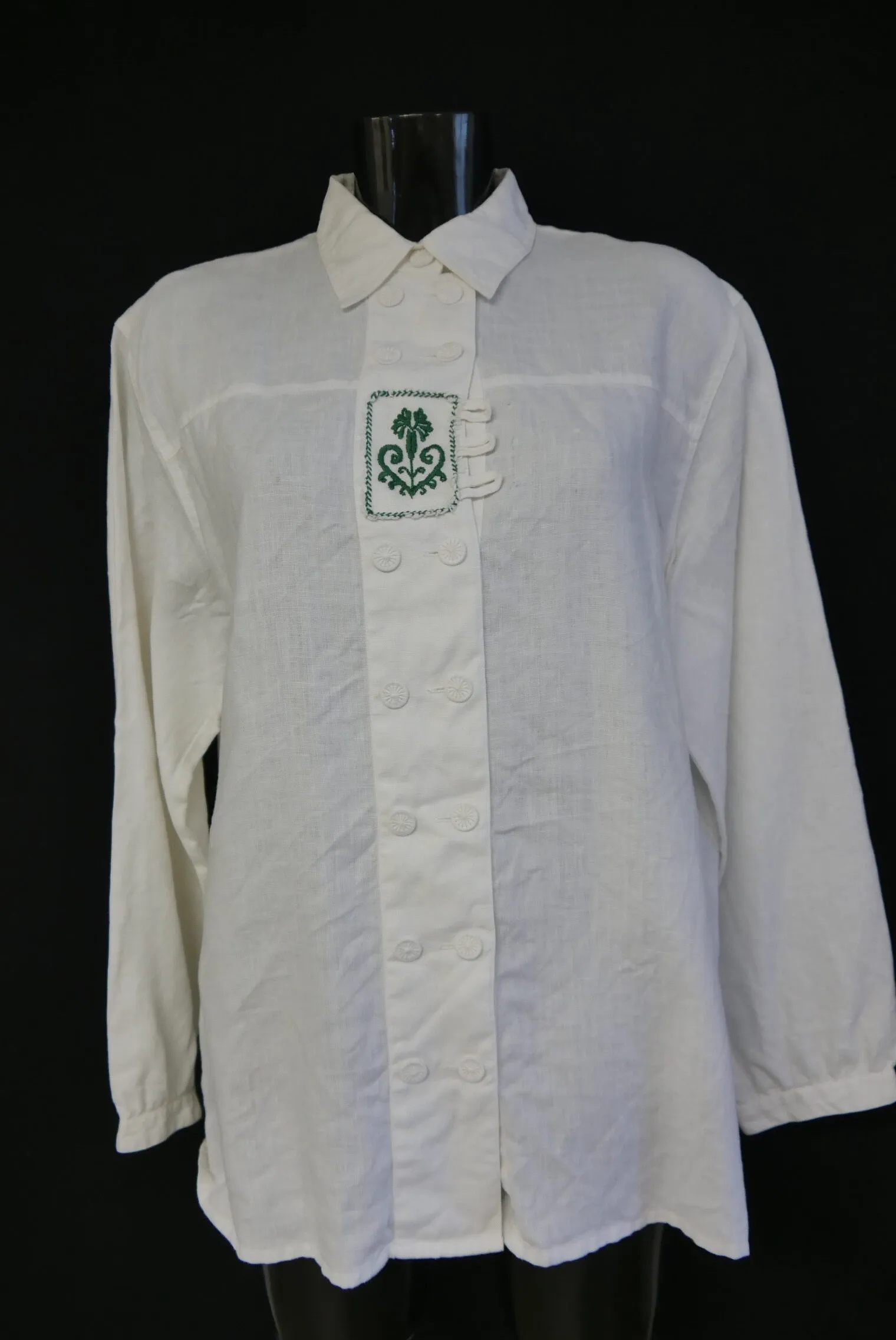 Gr.44 Trachtenbluse weiß Bluse für Dirndl Gössl Leinen mit Stickerei TB9748