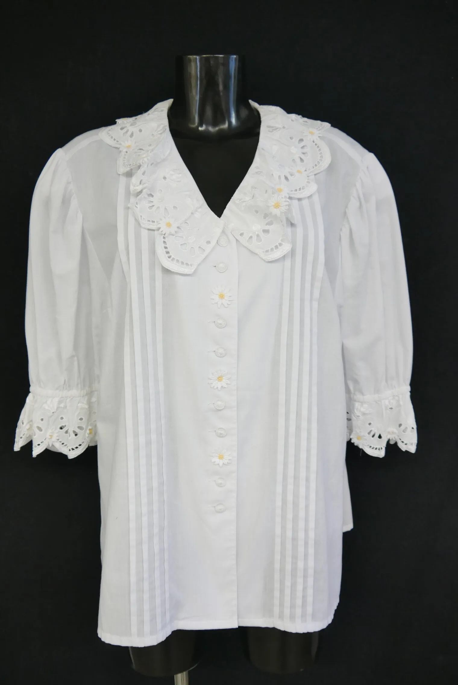 Gr.46 Trachtenbluse weiß Bluse für Dirndl M&G Spitze Stickerei Edelweiß TB9793