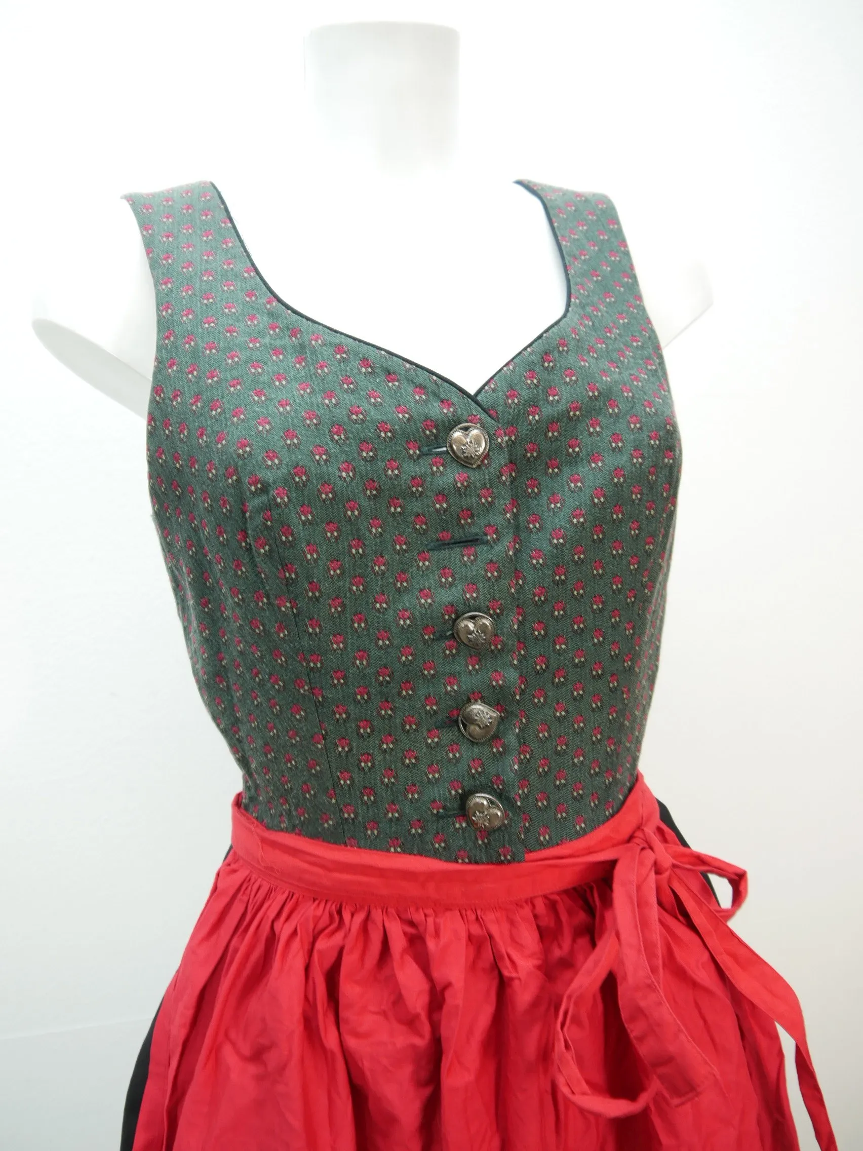 Hanne Modell grün schwarz außergewöhnlich Dirndl mit Schürze Trachtenkleid Gr.38