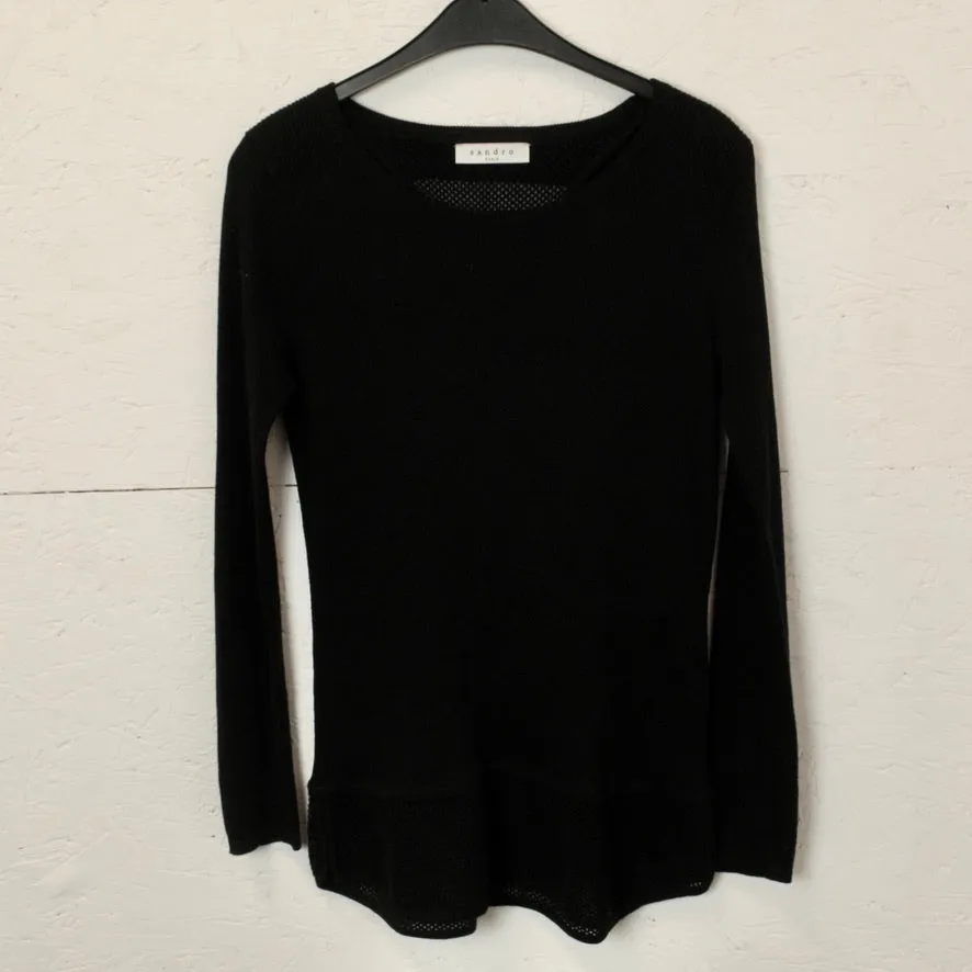 Second Hand SANDRO PARIS Pullover Gr. 3 (38) schwarz uni Strick (*)