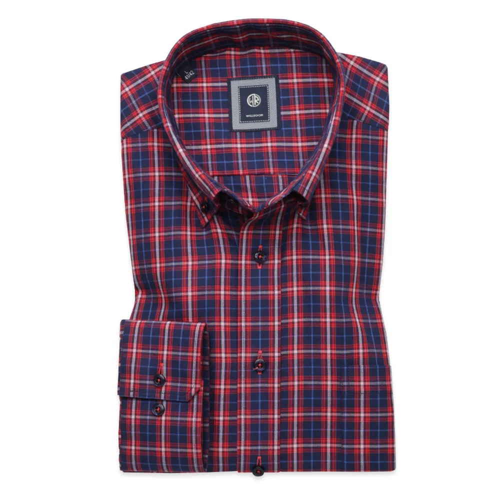 Slim Fit Hemd mit rotem Karomuster (Körpergröße 176-182) 10442