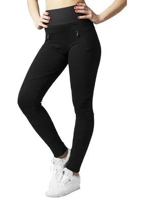 Urban Classics Damen Leggings High Waist und Deko-Zipper schwarz